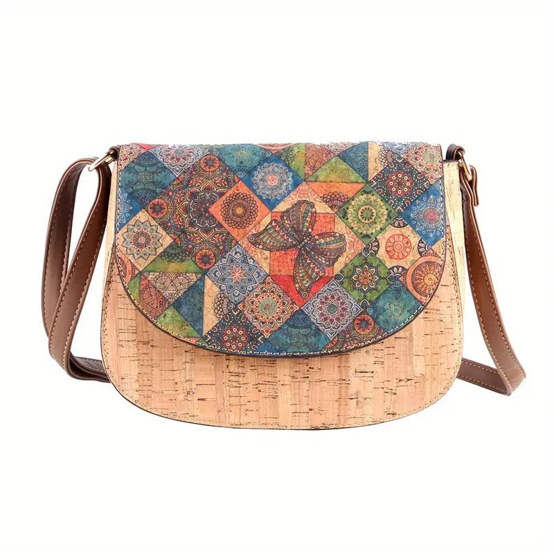 New Cork Printed Flip Saddle Bag Versatile Casual