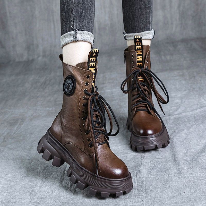 Autumn New Mid Tube Women's British Style Short Boots