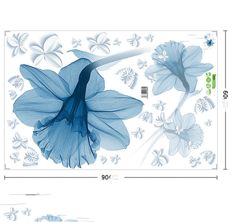 Nordic Blue Flower Background Ring Creating Decorative Wall Stickers