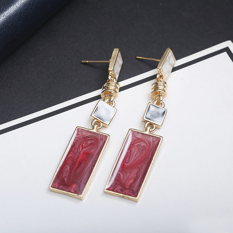 Rectangular earrings temperament long earrings