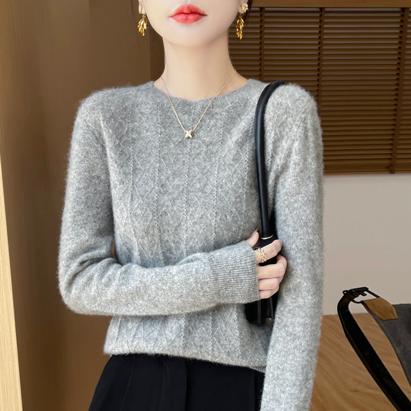 Front Line Ready-made Garments Round Neck Woolen Sweater Autumn And Winter Fashion Twisted Flower