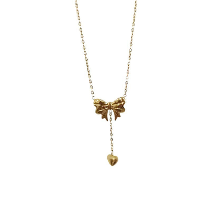 Fashion Bowknot Love Necklace And Earrings Suite