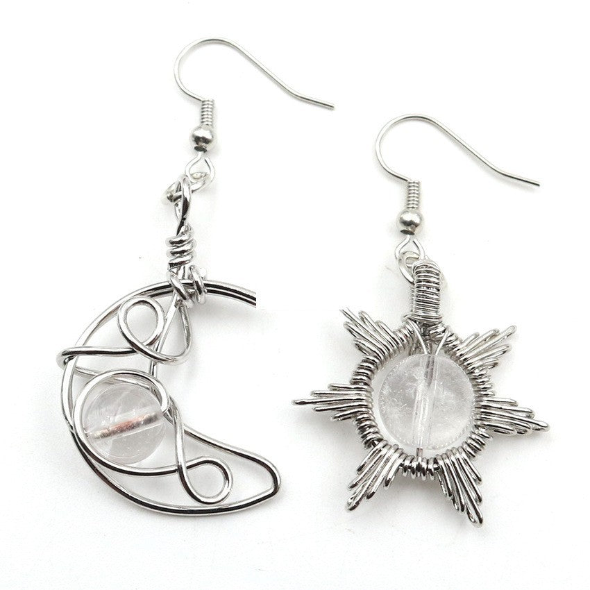 Fashion Sun Moon Earrings Asymmetric