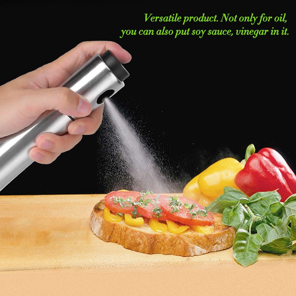 Stainless Steel Olive Oil Spraying Bottle Dispenser Sprayer Can Jar Kitchen Barbecue Tool