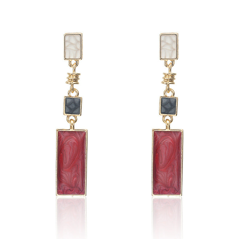 Rectangular earrings temperament long earrings