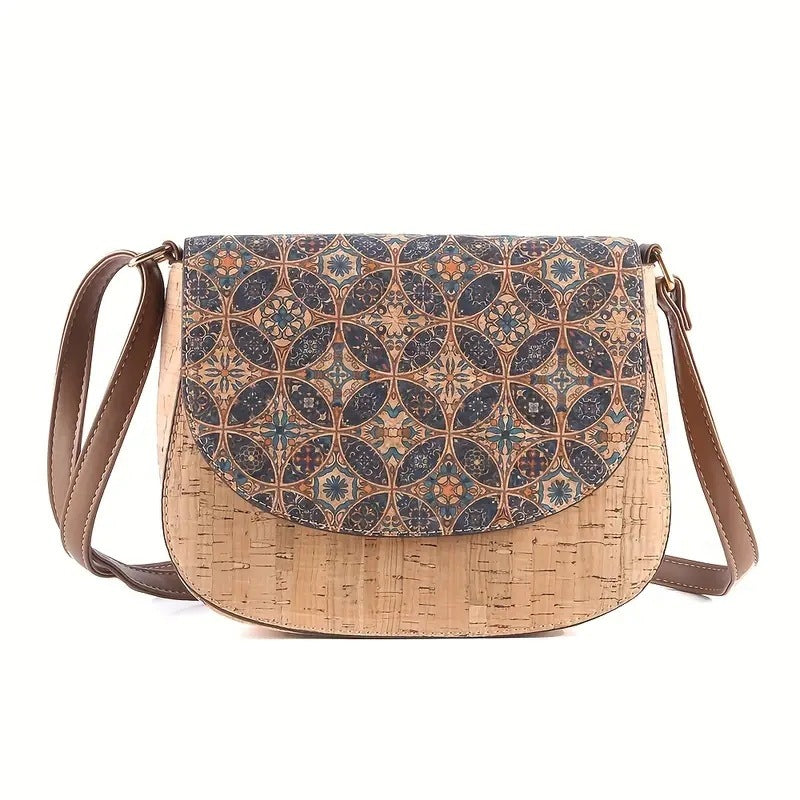 New Cork Printed Flip Saddle Bag Versatile Casual