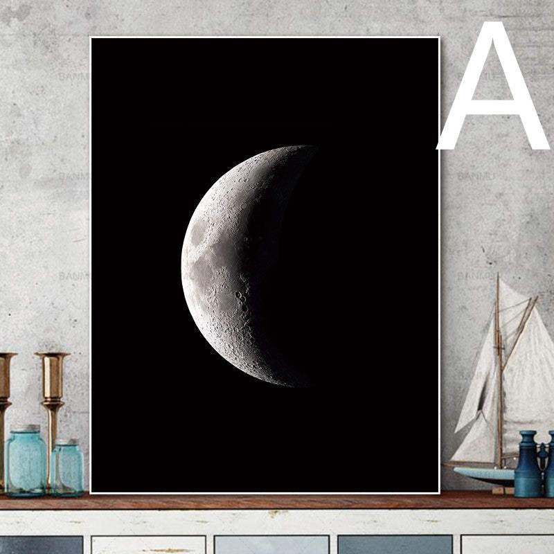 Abstract Moon Phase Change Astronomical Satellite Home Decoration Canvas Painting