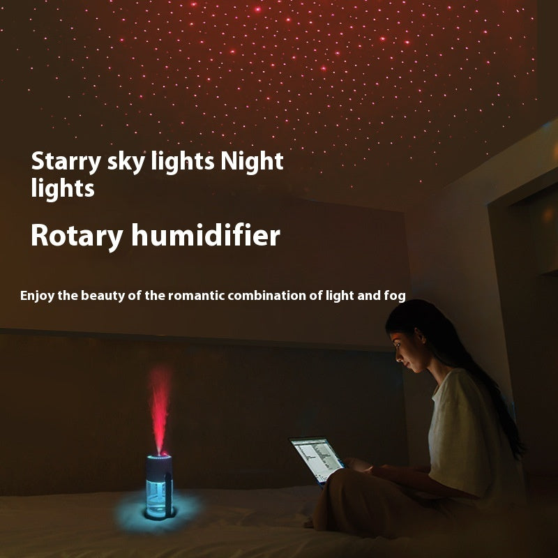 New Projection Starry Sky Top Ambient Light Humidifier Small Portable Anti-Dry Burn Car Home USB Spray Shaking Head