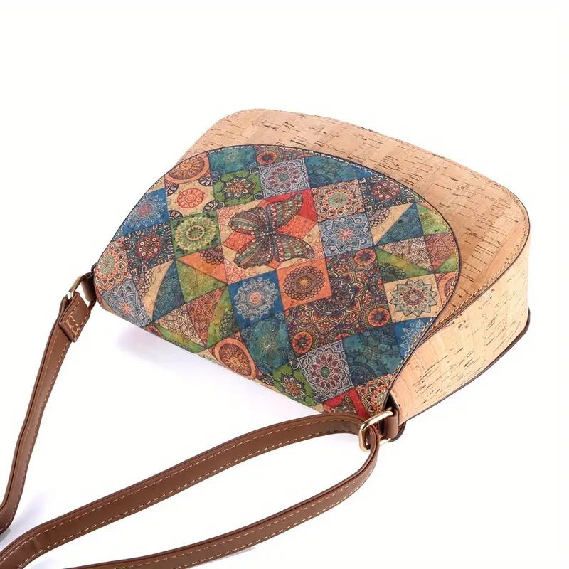 New Cork Printed Flip Saddle Bag Versatile Casual