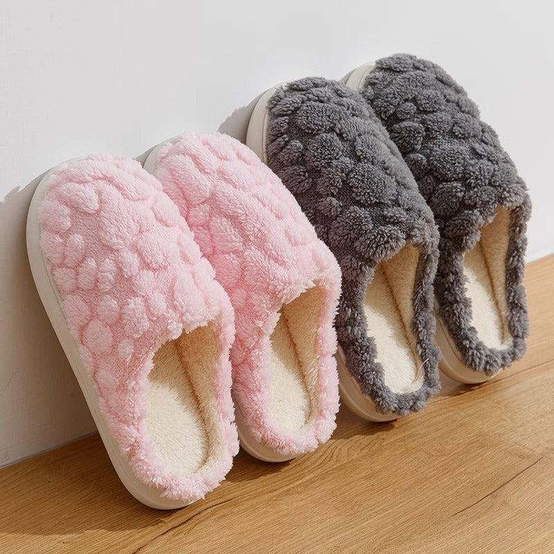 Home Fuzzy Slipper Unisex Cartoon Winter Plush Slipper Anti-Skid Soft Soled Cotton Shoes Comfy Outdoor Couple Slippers