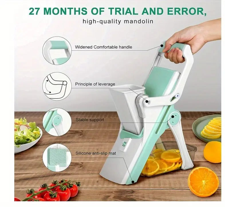 Safe Multifunctional Mushroom Slicer 5-in-1 Vegetable Slicer, Professional Food Slicer With Container, Vegetable Slicer For Fruit, Potato, Onion, French Fries Slicer