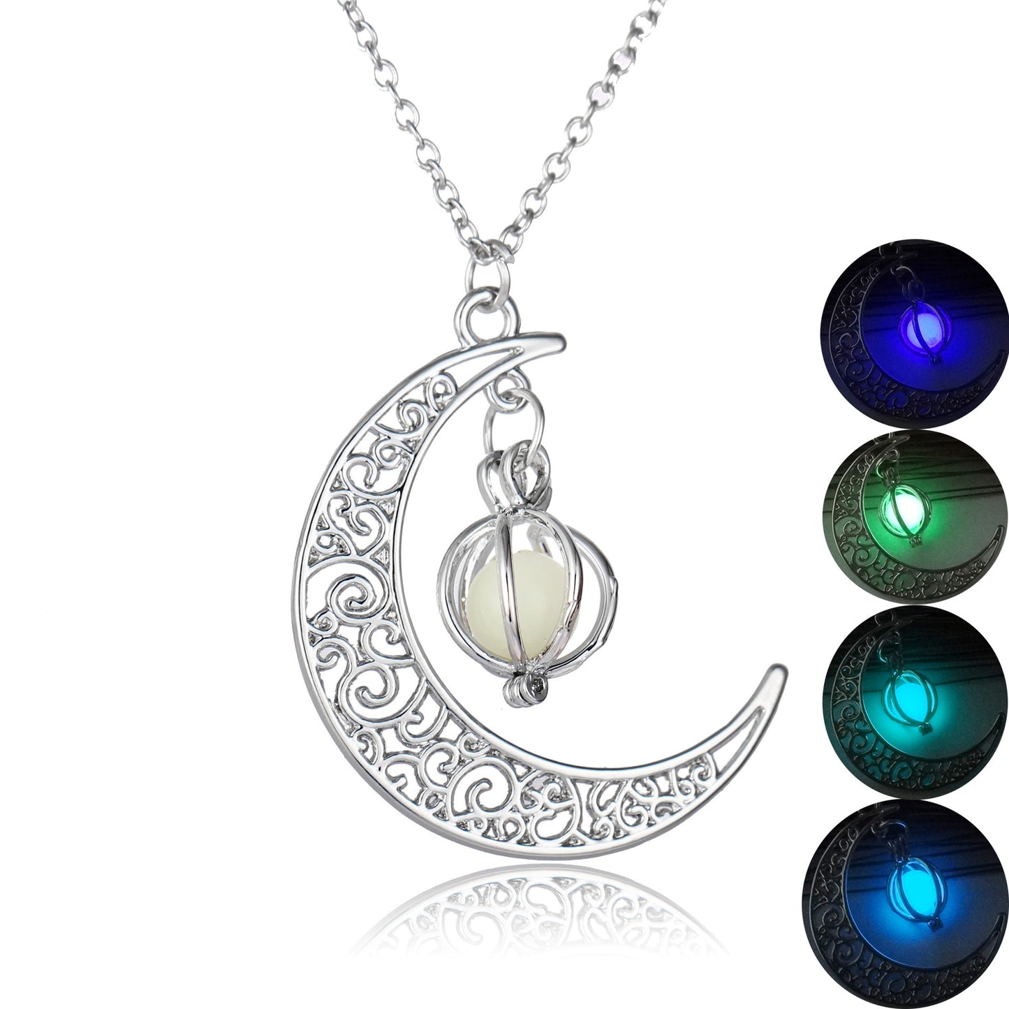 Fashion Moon Natural Glowing Stone Healing Necklace Women Gift Charm Luminous Pendant Necklace Jewelry