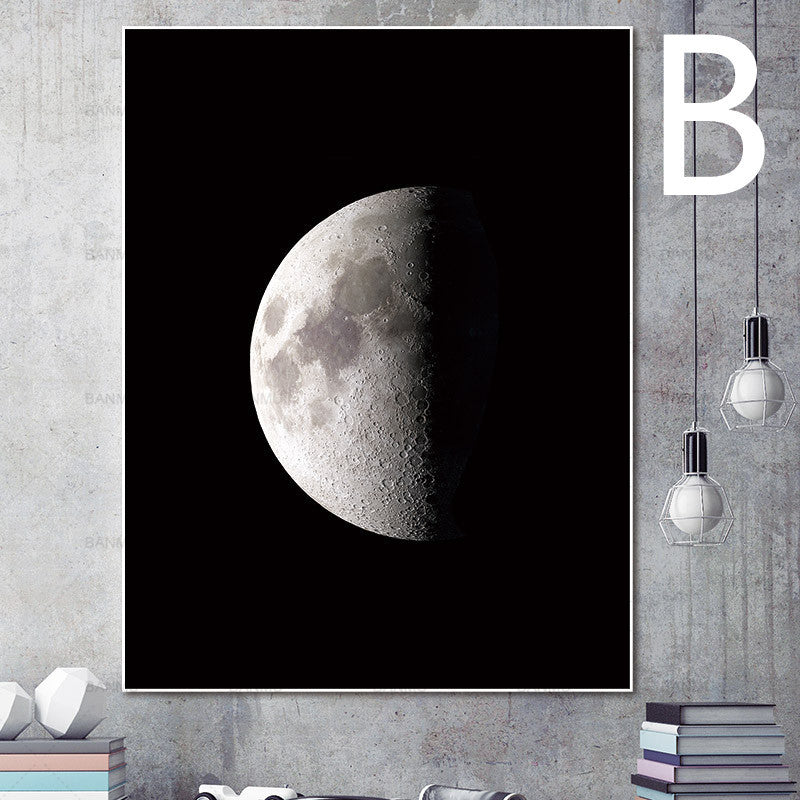 Abstract Moon Phase Change Astronomical Satellite Home Decoration Canvas Painting