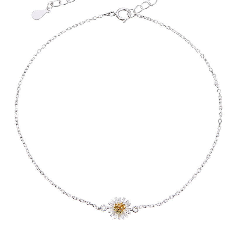 S925 Silver Mori Style Anklet Female Pastoral Style Thin Chain