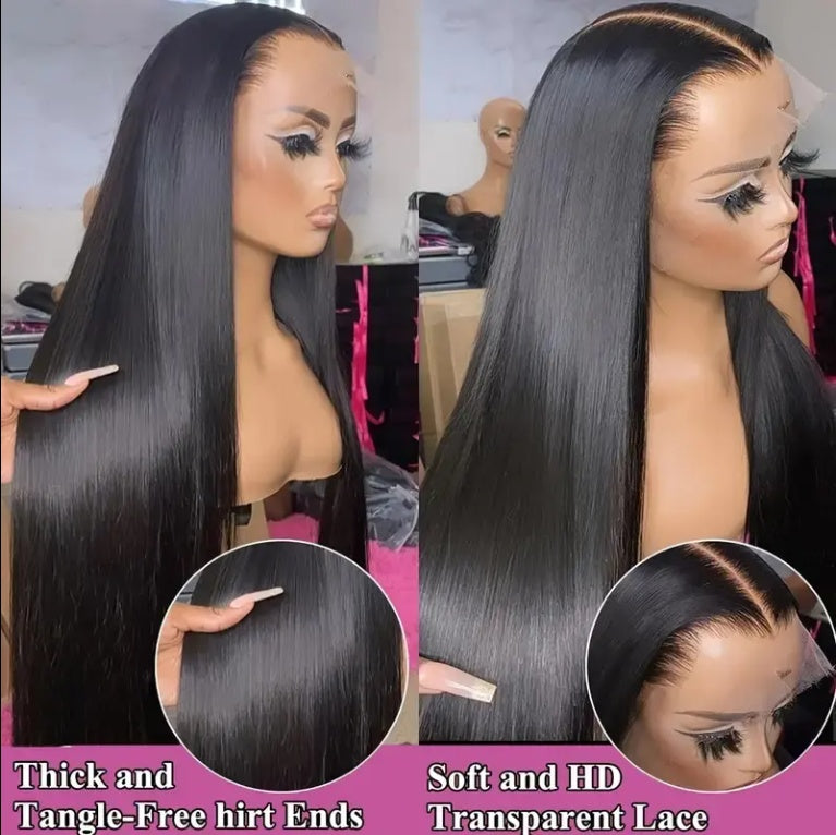 Straight Lace Front Wig Human Hair  Density 13x4 HD Clear Lace Front Wig Pre Pull Baby Hair