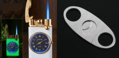 New Lighter With Electric Watch Rocker Arm Automatic Ignition Straight Blue Flame Lighter Creative Real Dial Inflatable Windproof Lighter Men's Watch Gift