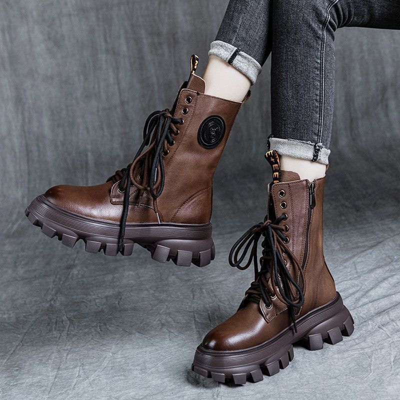 Autumn New Mid Tube Women's British Style Short Boots