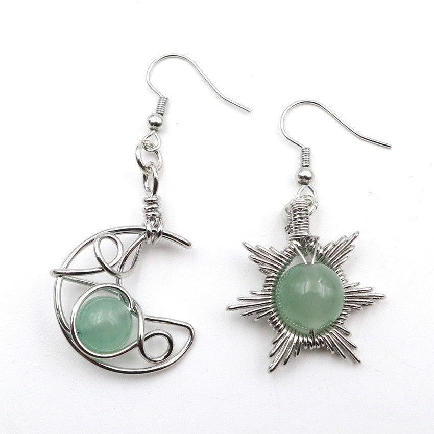 Fashion Sun Moon Earrings Asymmetric